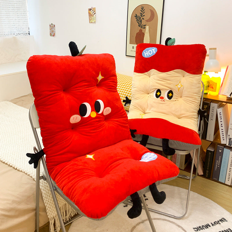 Padded plush seat cushion with high backrest and cute character