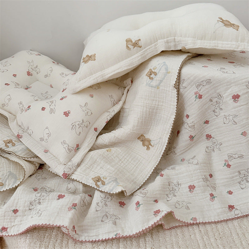 Unisex Cozy Muslin Blanket with Cute Rabbit Design Kalsten