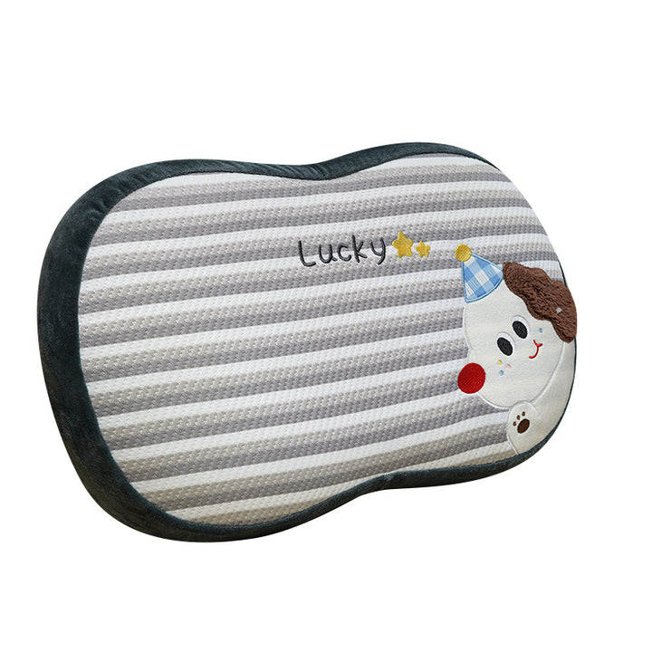 Form-stable headrest pillows for infants with breathable honeycomb cover and cartoon embroidery
