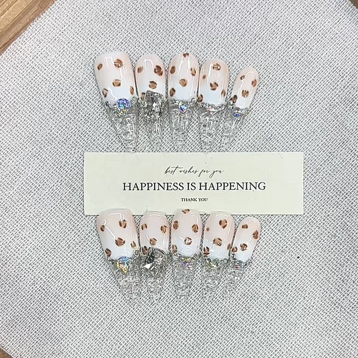 Press-On Nail Art with Glitter and Gem Accents Kalsten