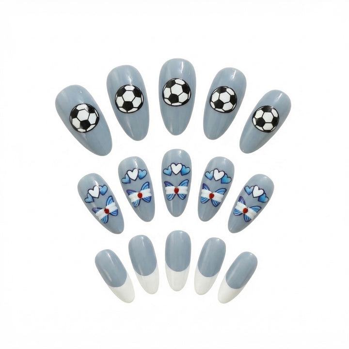Sporty artificial nails with soccer motif Kalsten