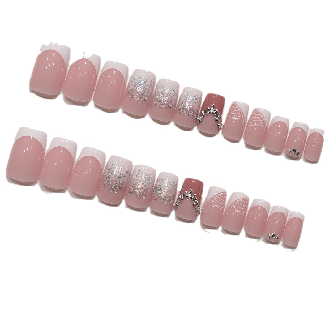 Decorative Press-On Nail Art Set with Rhinestone Accents Kalsten