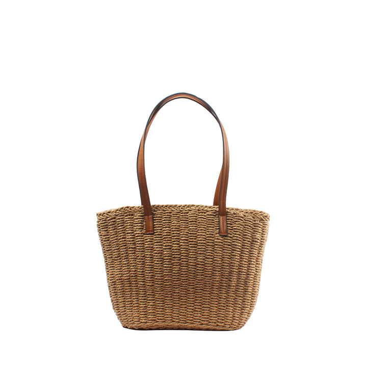 Natural straw bag with elegant leather handles Kalsten