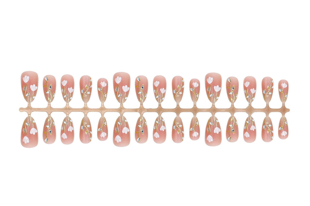 Elegant artificial nails with floral decorations Kalsten