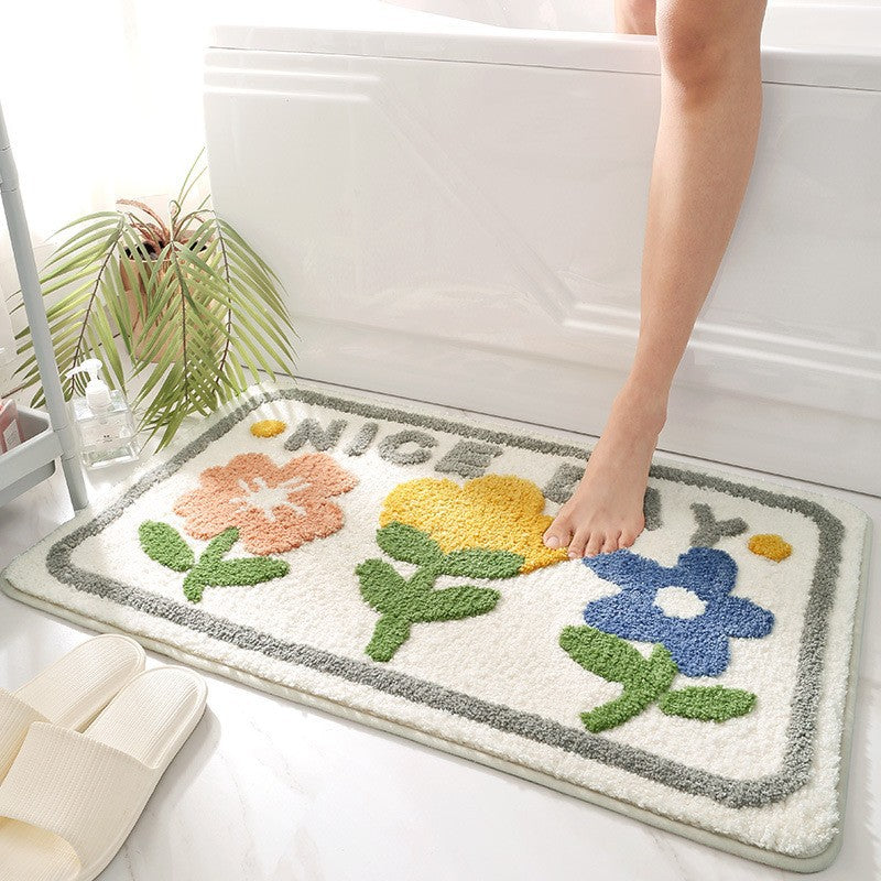 Leaf Design Plush Bathroom Mat Kalsten