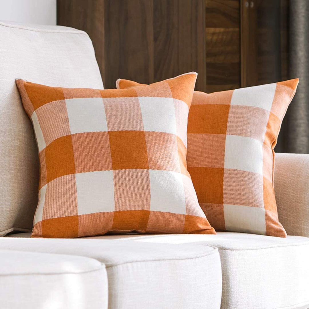 Buffalo Check Square Throw Pillow Covers with Hidden Zipper