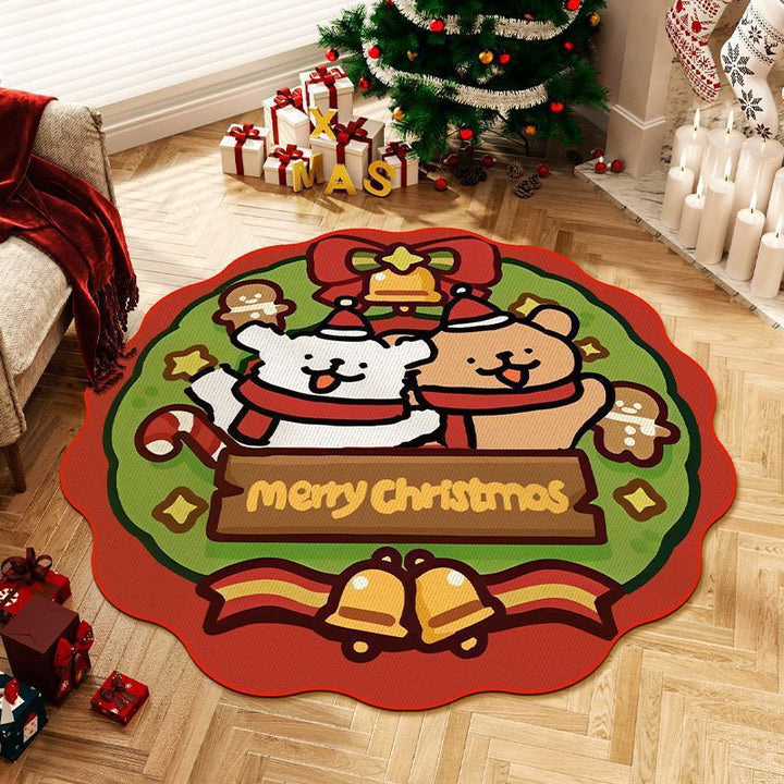 Christmas-Themed Round Area Rug for Home