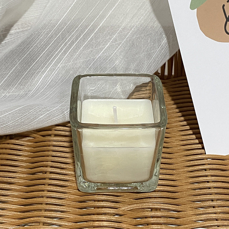 Square Glass Votive Scented Soy Candle with Cotton Wick Minimalist Vessel