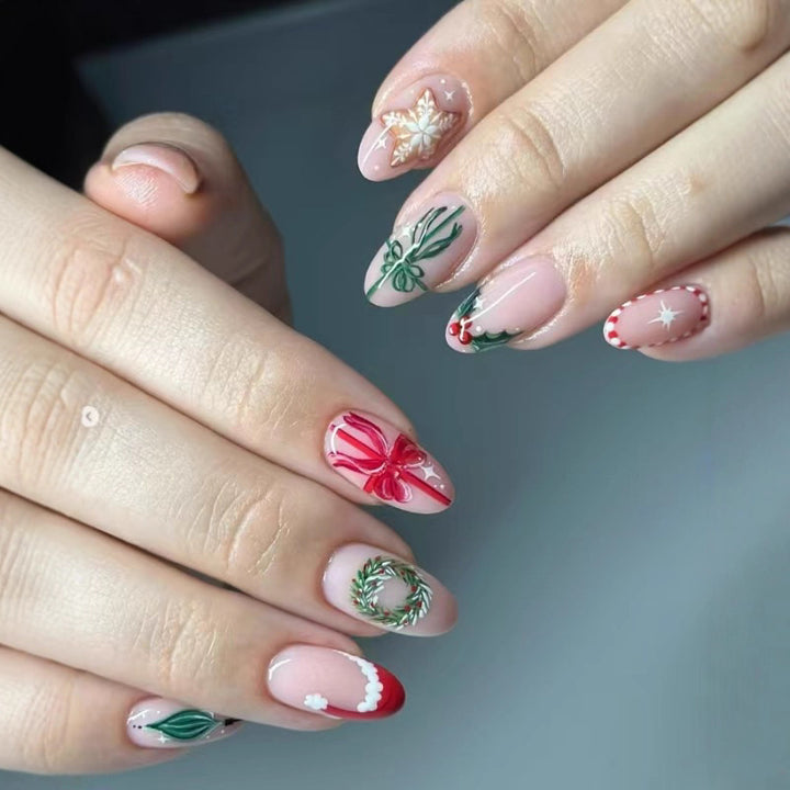 Festive Holiday-Themed Press-On Nail Art Set Kalsten 1790636676