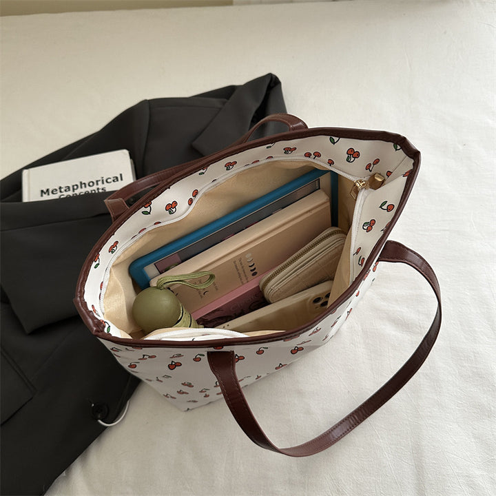 Trendy Cherry Print Tote Bag