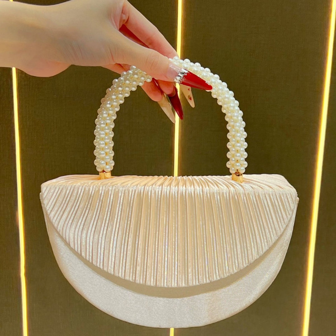 Pleated Satin Clutch Handbag