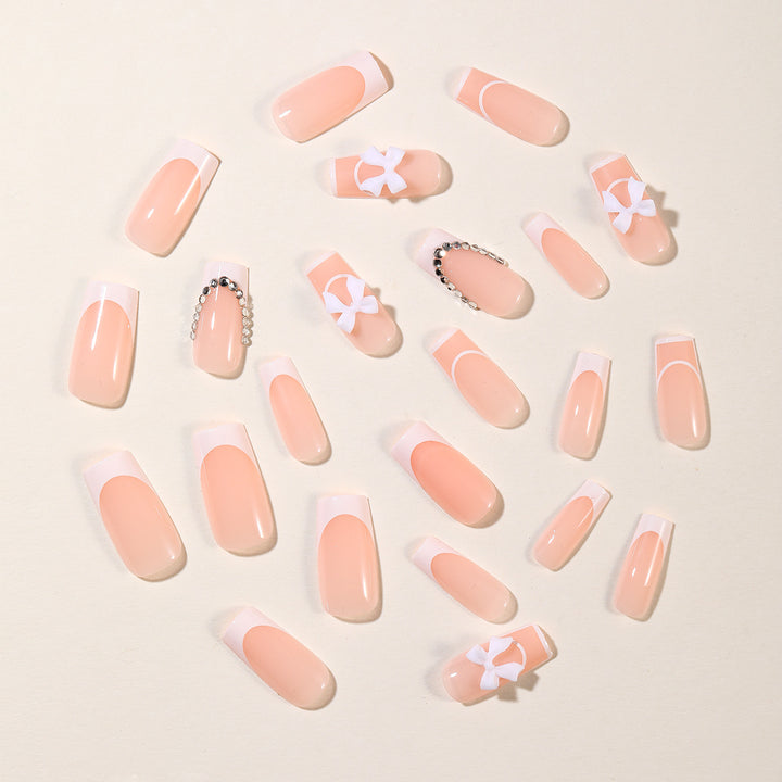 Elegant Floral French Tip Nail Art Extensions Kalsten
