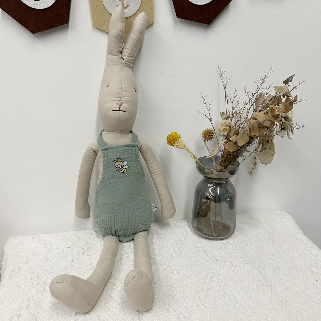 Linen Polka-Dot Floppy-Ear Bunny Doll