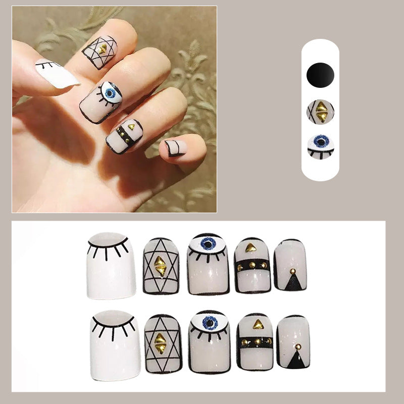 Artistic Press-On Nail Set with Eye Motif