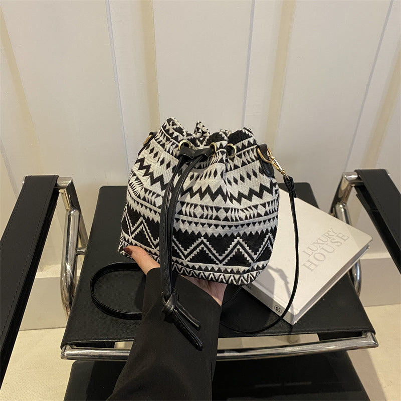 Bohemian Style Drawstring Bucket Bag