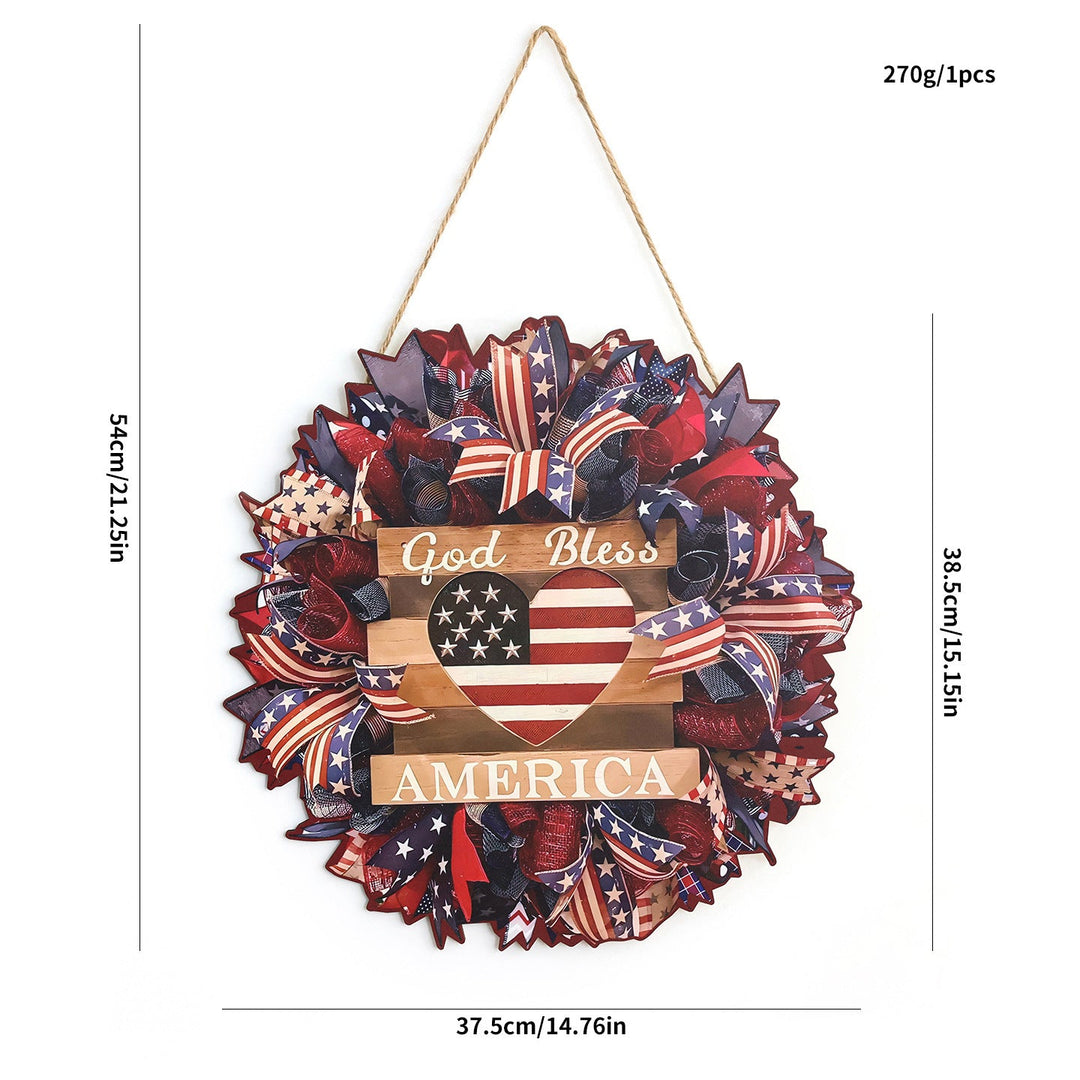 Unisex nan Patriotic Americana Burlap Ribbon Star Door Wreath with Jute Hanger Kalsten