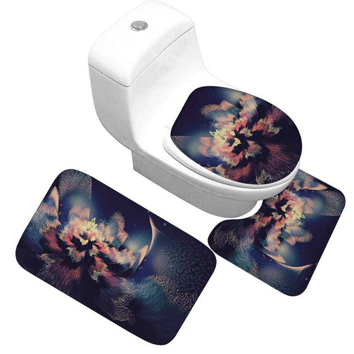 Floral Design Toilet Mat Set