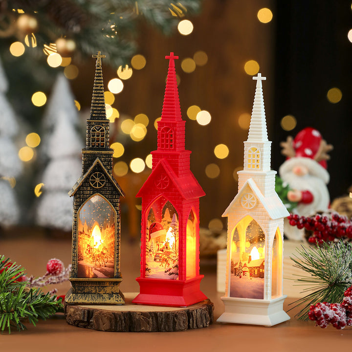 LED Decorative Christmas Village Church Figurine Kalsten