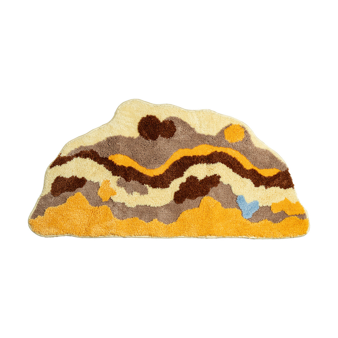 Shaped high-pile carpet runner with relief landscape texture