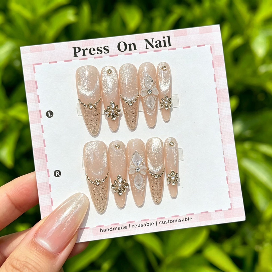 Artistic Floral Press-On Nail Set  1791773803