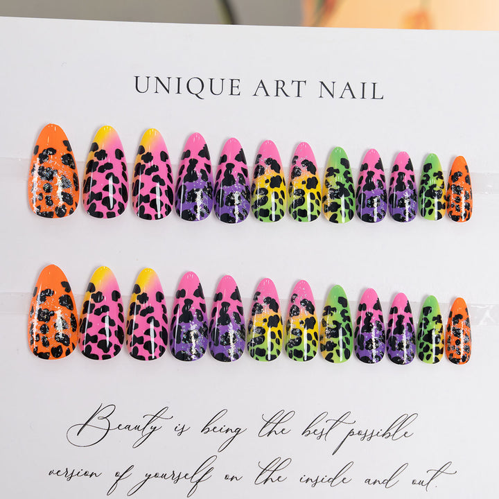 Creative Stiletto Press-On Nails with Animal Print Design