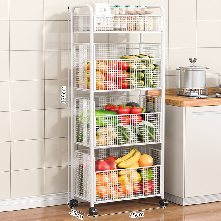 Rolling Kitchen Storage Cart with Mesh Baskets Kalsten