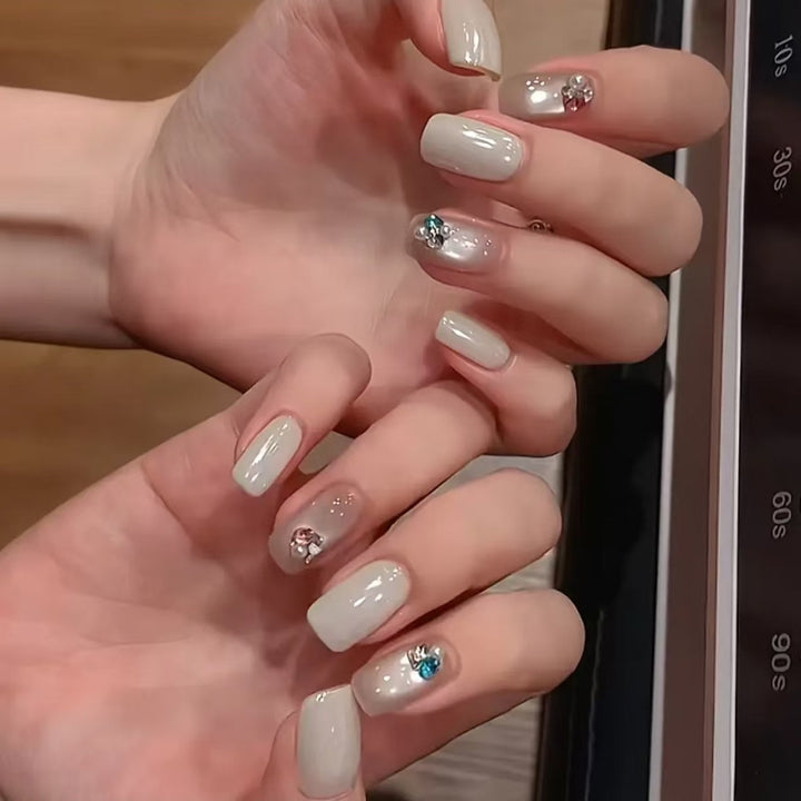 Decorative Nail Art Extensions with Crystal Accents