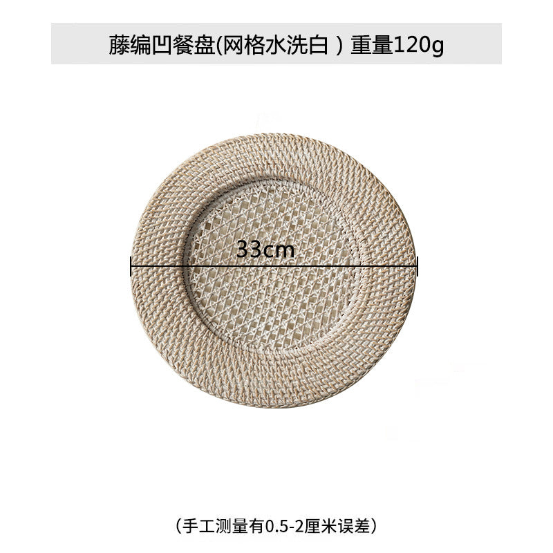 Ladies' round serving platter made of hand-woven natural material Kalsten