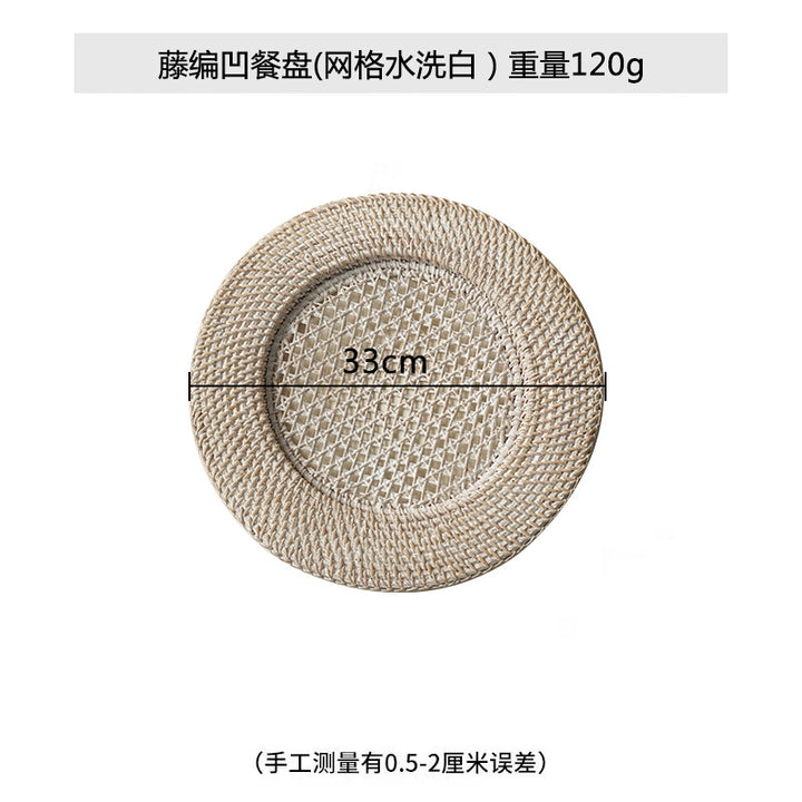 Ladies' round serving platter made of hand-woven natural material Kalsten