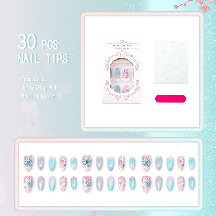Decorative Floral and Butterfly Press-On Nails