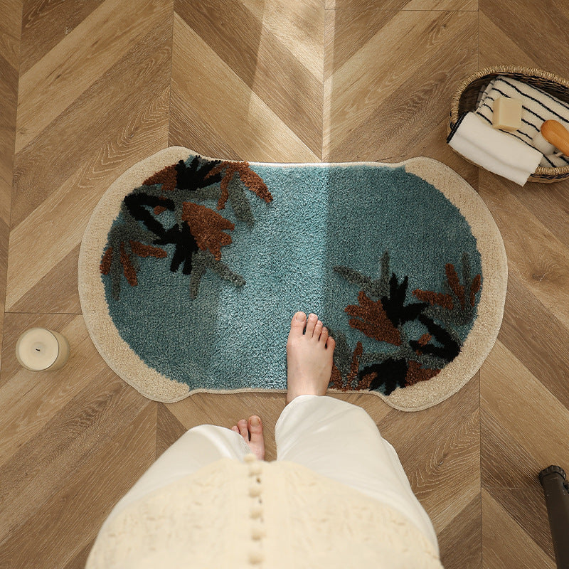 Tufted bath mat rug with botanical textured design Kalsten