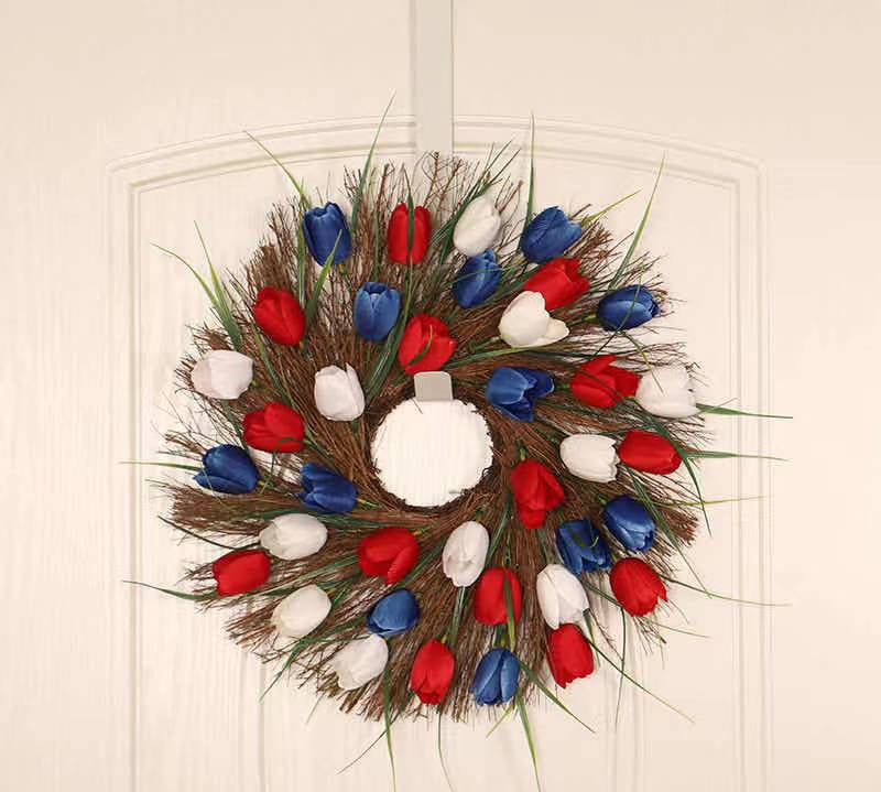 Unisex nan patriotic mesh floral wreath with layered petal design and star accents Kalsten