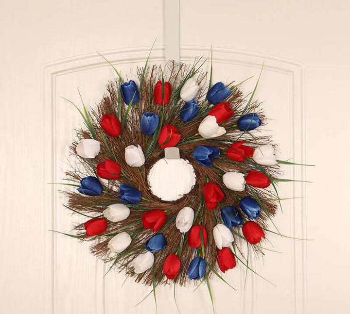 Unisex nan patriotic mesh floral wreath with layered petal design and star accents Kalsten