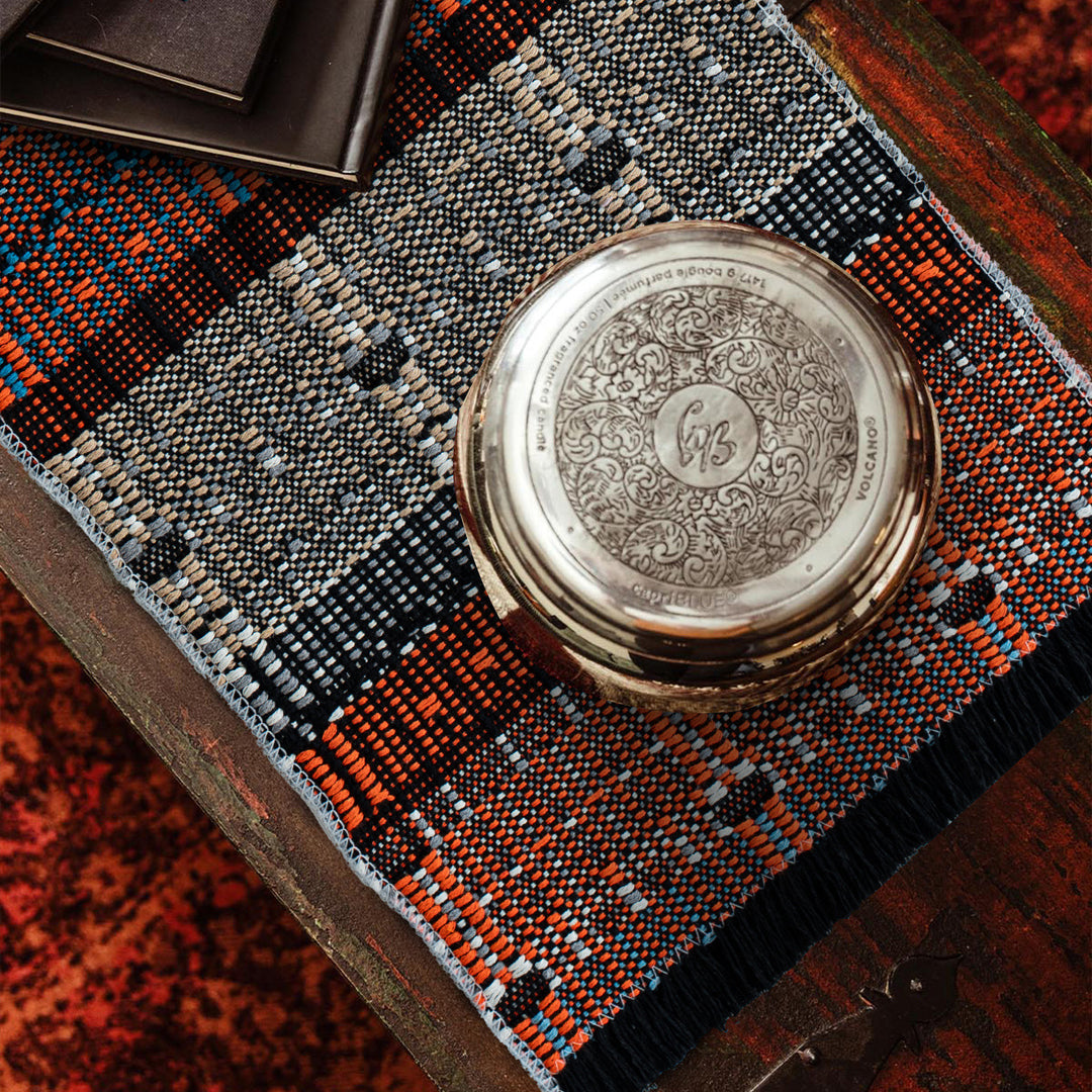 Handwoven table runner made of robust cotton blend with fringes