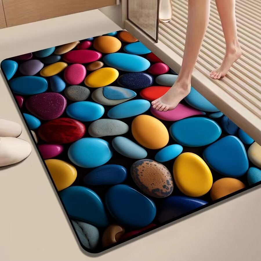 Colorful Pebble-Themed Floor Mat Kalsten