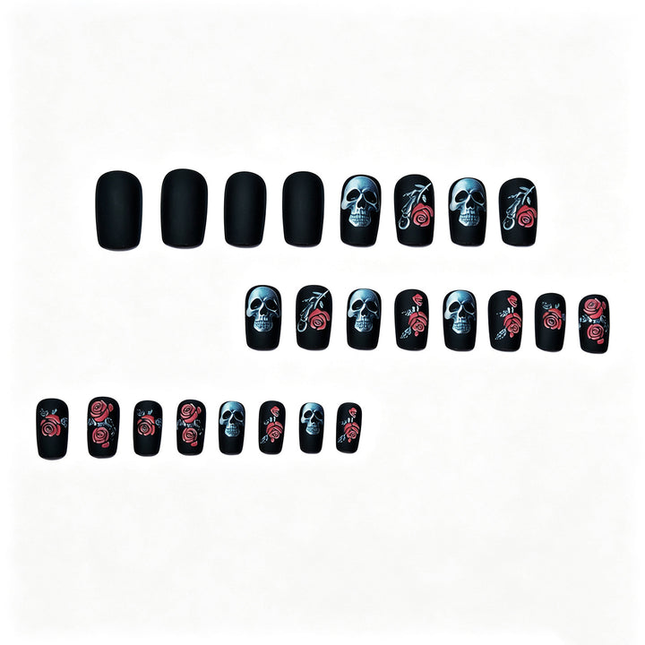 Gothic Skull and Rose Nail Art Kalsten