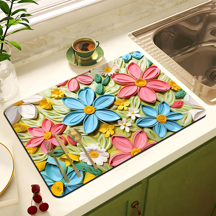 Floral Design Anti-Slip Kitchen Mat