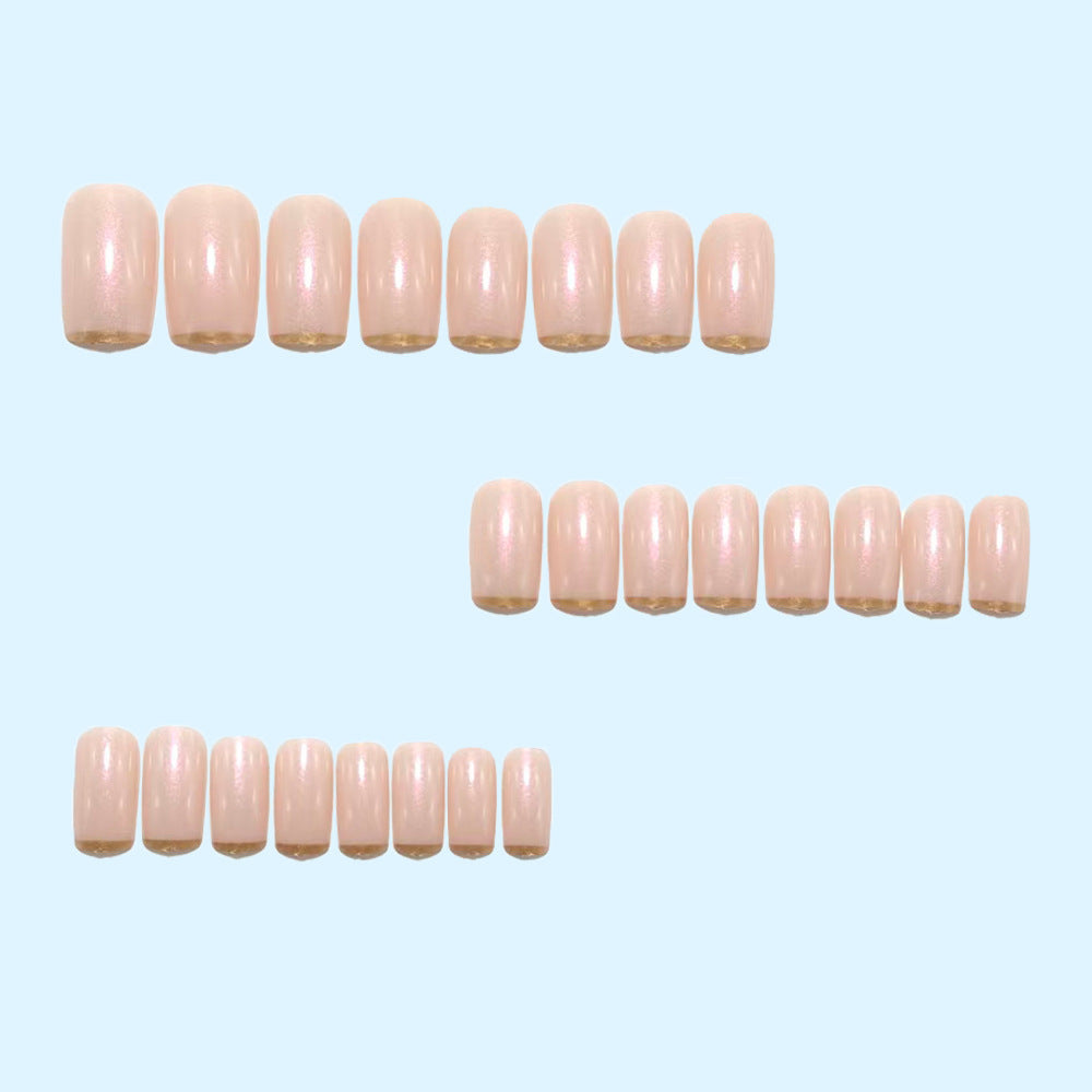 Shiny artificial nails with elegant gold tip Kalsten