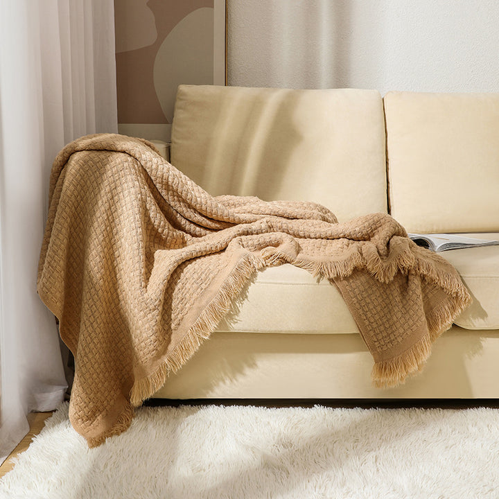 Women's soft and stylish fringed fleece blanket Kalsten