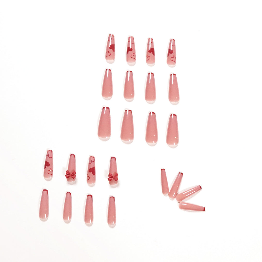 Elegant Artistic Nail Extensions with Romantic Heart Designs Kalsten