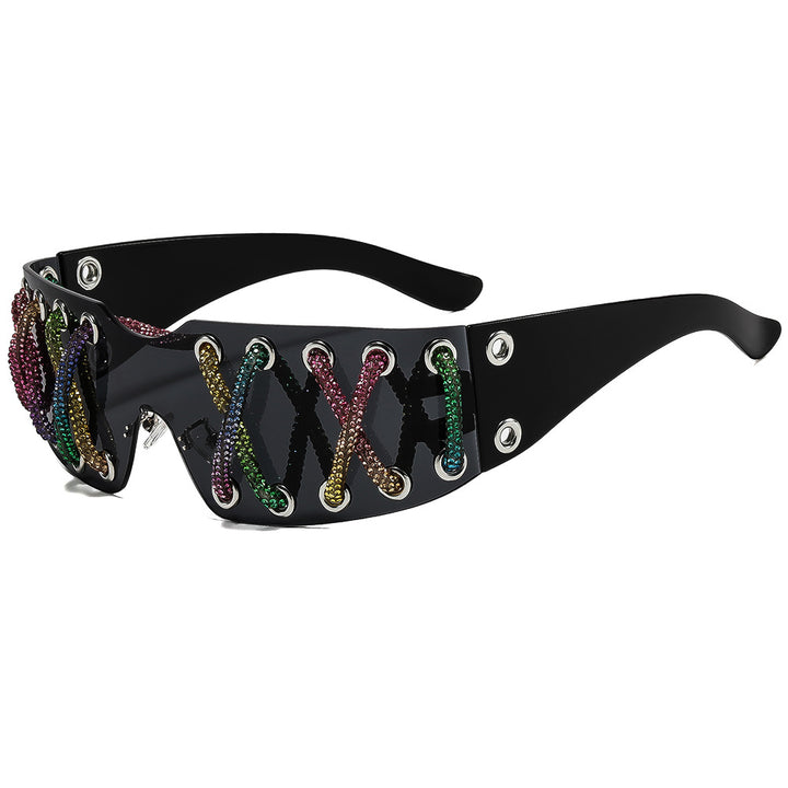 Women futuristic design sunglasses with unique decor Kalsten