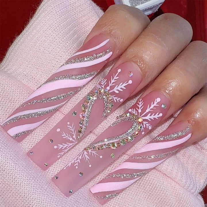 Artificial nail set with festive winter theme Kalsten
