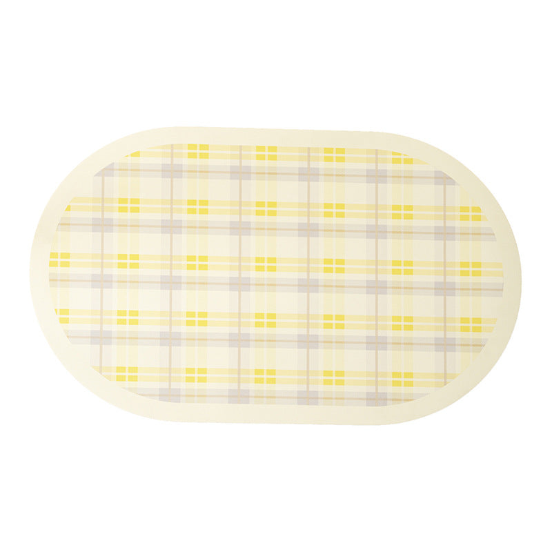 Oval wipeable placemat made of easy-care vinyl with a checked pattern Kalsten