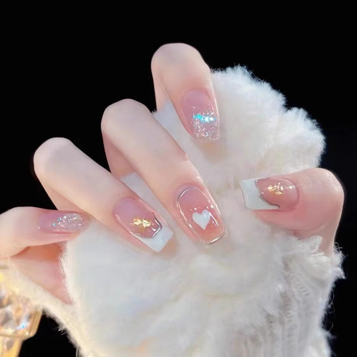 Decorative Heart and Glitter Press-On Nail Set Kalsten