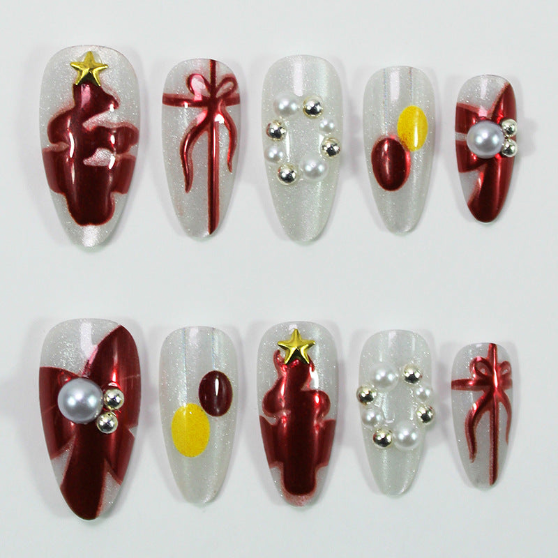 Artificial nail set with festive Christmas designs Kalsten