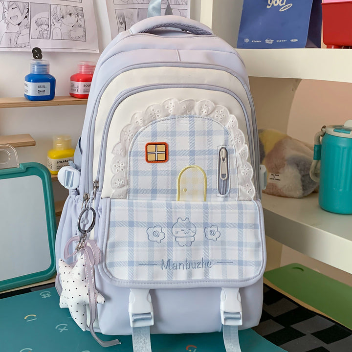Cute Decorative Checkered School Backpack Kalsten