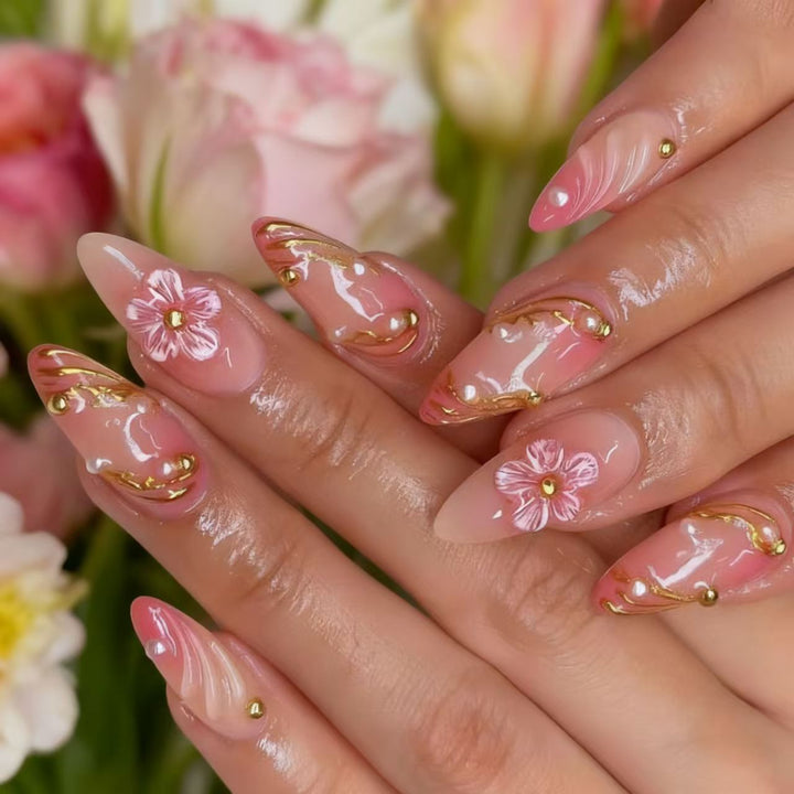 Floral and Decorative Press-On Nail Set Kalsten