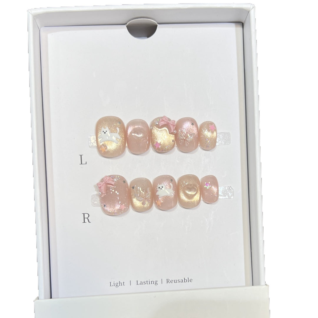 Whimsical Press-On Nail Art Set with Playful Character Designs Kalsten