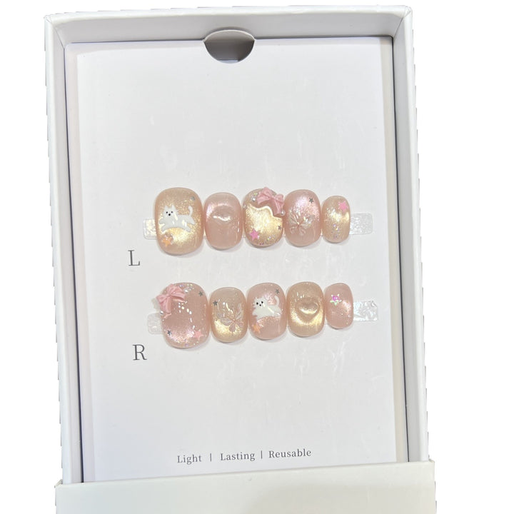 Whimsical Press-On Nail Art Set with Playful Character Designs Kalsten