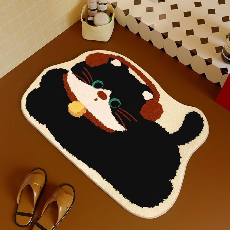 Cartoon Cat-Themed Bath Mat Kalsten